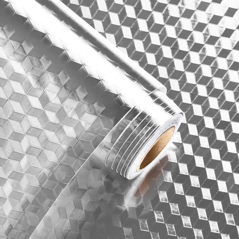 WESTICK Stainless Steel Contact Paper 80”x15.75” Oil Proof Stainless Steel Wallpaper Peel and Stick Kitchen Wallpaper Heat Resistant Silver Contac...